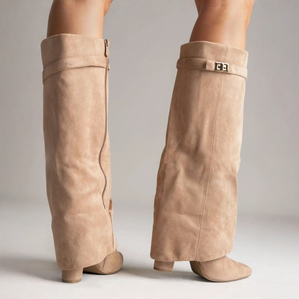 Spitz zulaufende knielange Stiefel für Damen für den Alltagsstil | Temsk