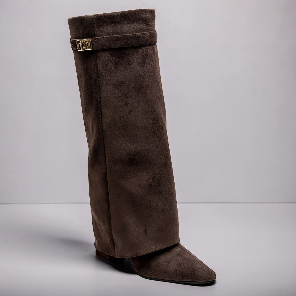 Spitz zulaufende knielange Stiefel für Damen für den Alltagsstil | Temsk