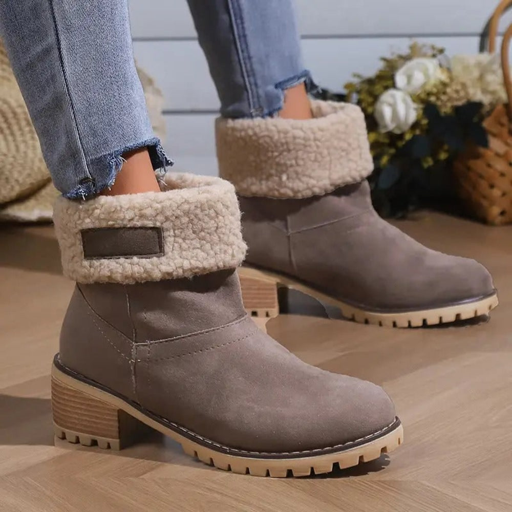 Damen-Winterstiefel mit klobigem Absatz für den Alltag | Temsk