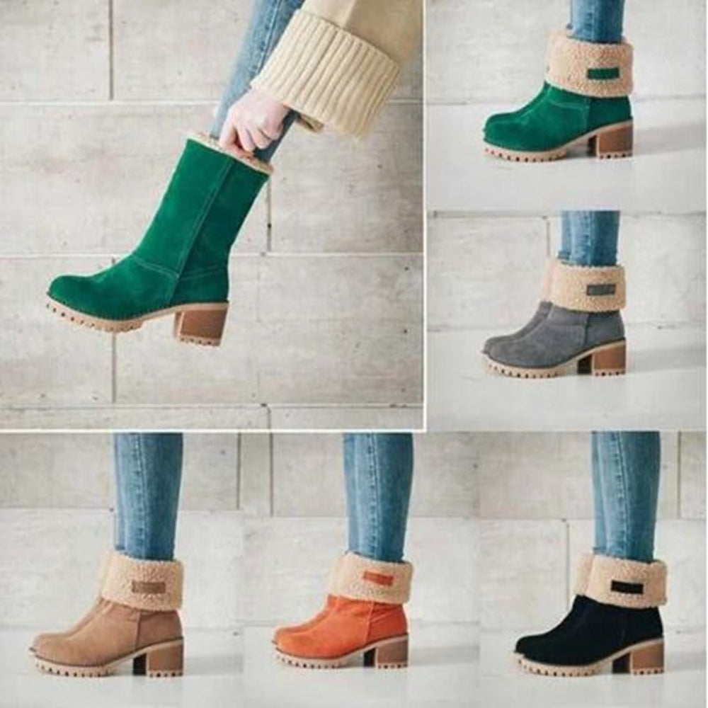 Damen-Winterstiefel mit klobigem Absatz für den Alltag | Temsk