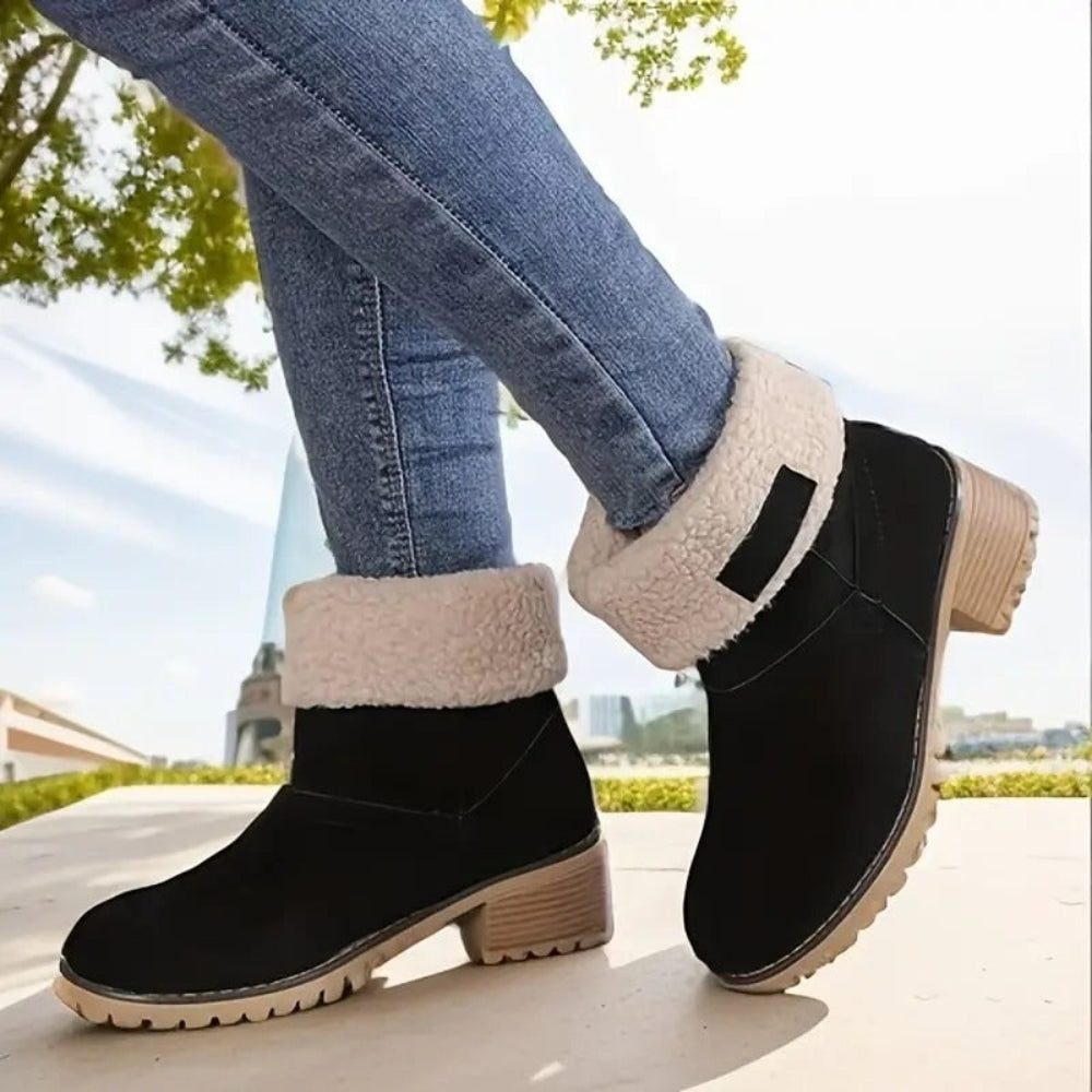 Damen-Winterstiefel mit klobigem Absatz für den Alltag | Temsk