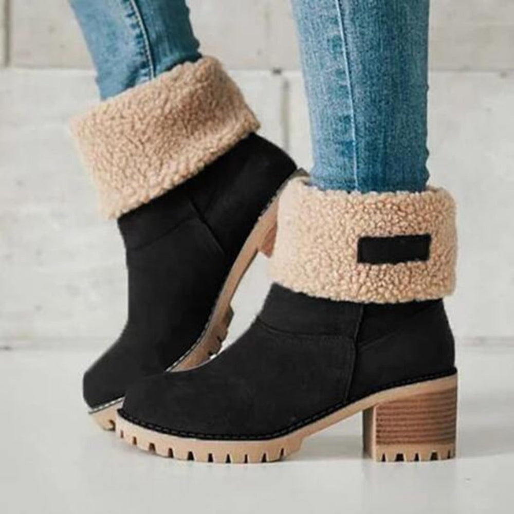 Damen-Winterstiefel mit klobigem Absatz für den Alltag | Temsk