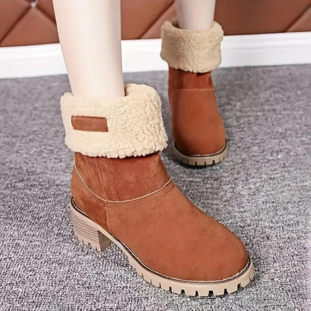 Damen-Winterstiefel mit klobigem Absatz für den Alltag | Temsk