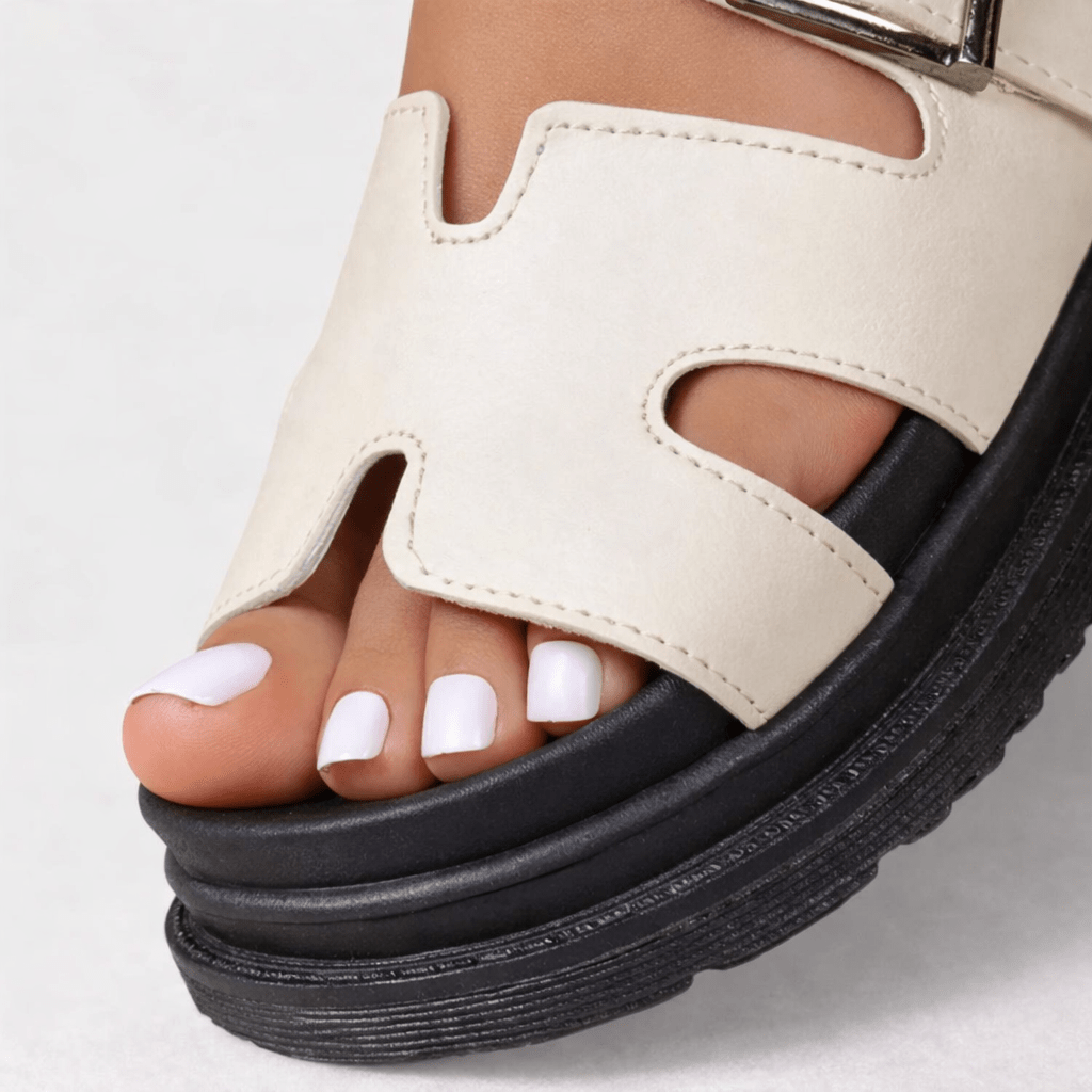 Women's Platform Sandals With Chunky H-Strap Buckle, Size Options | Temsk