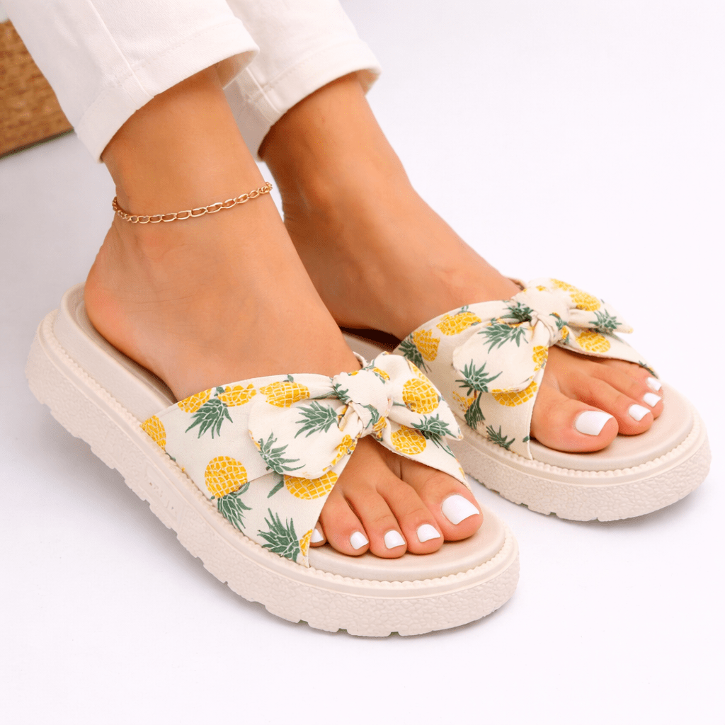 Bow Detail Flat Sandals For Women, Comfortable Summer Footwear | Temsk