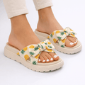 Bow Detail Flat Sandals For Women, Comfortable Summer Footwear | Temsk