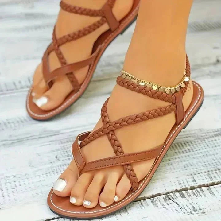 Women's Strappy Flat Sandals For Summer Casual Footwear | Temsk