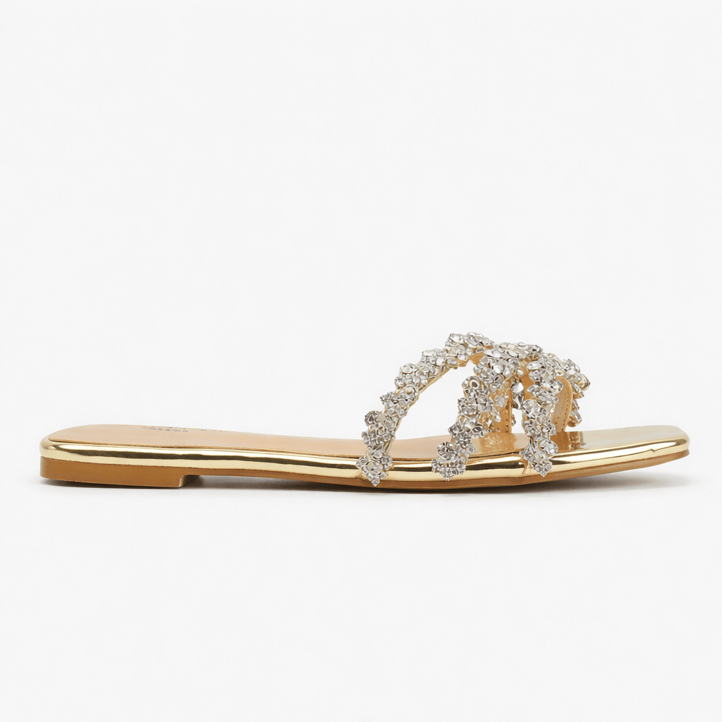 Women's Diamante Detail Flat Summer Sandals With Comfortable Fit | Temsk