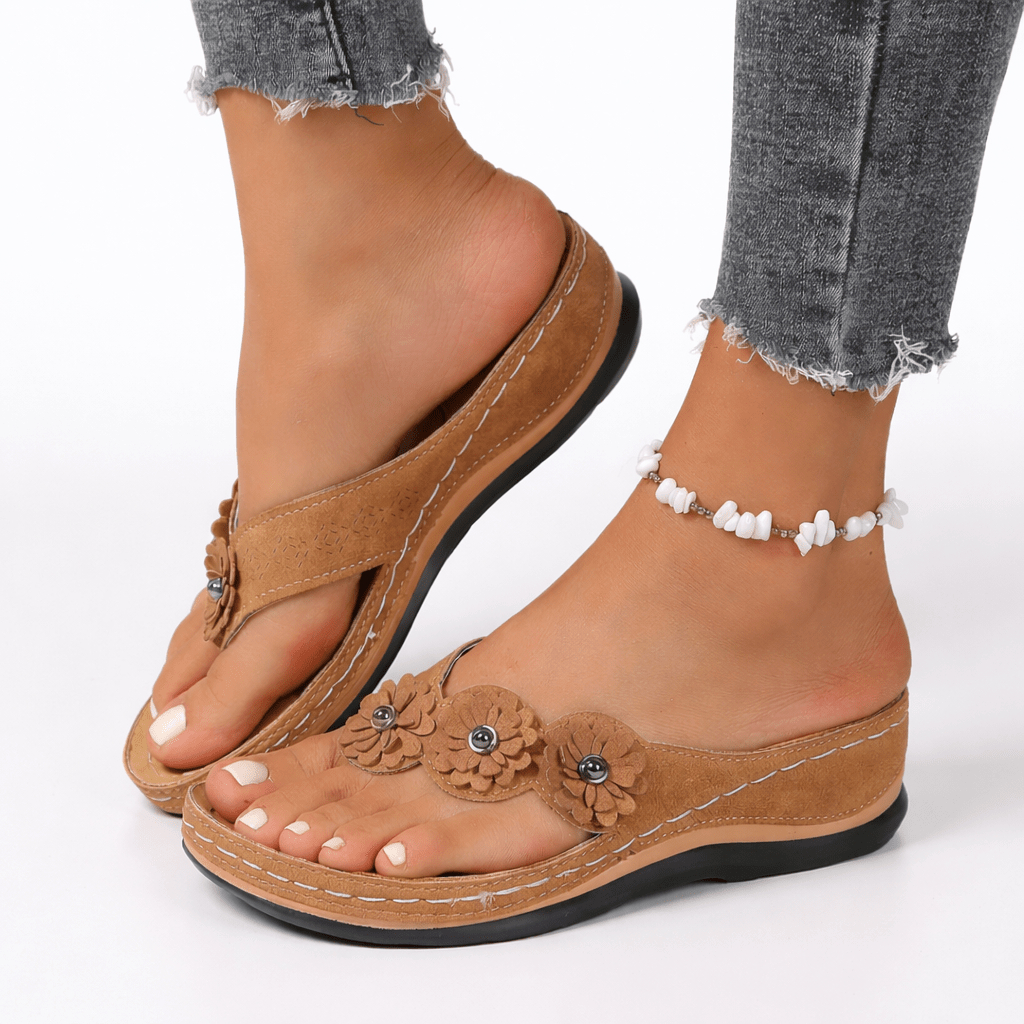 Floral Orthopedic Sandals For Women With Cushioned Support Summer Footwear | Temsk