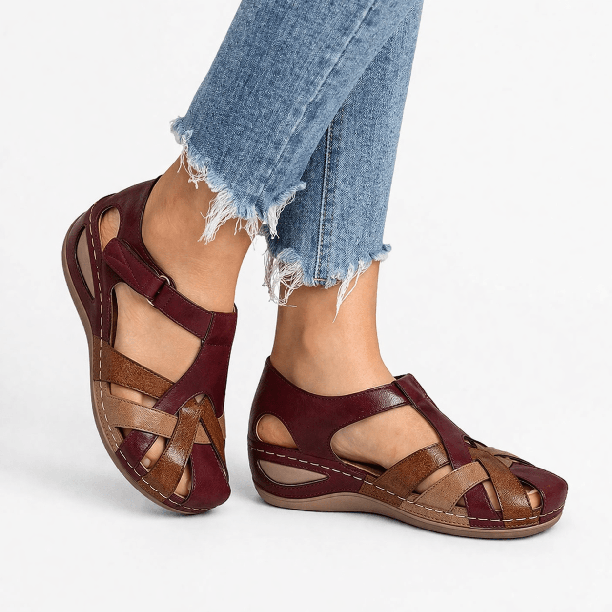 Leather Orthopedic Wedge Sandals For Women's Comfort And Support | Temsk