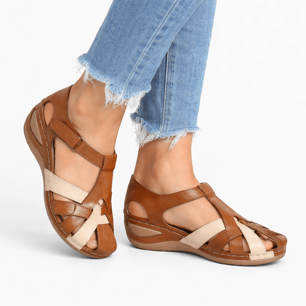 Leather Orthopedic Wedge Sandals For Women's Comfort And Support | Temsk