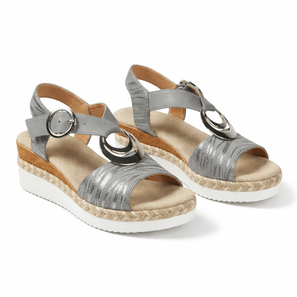 Women's Metallic Wedge Sandals With Ankle Strap For Summer Comfort | Temsk