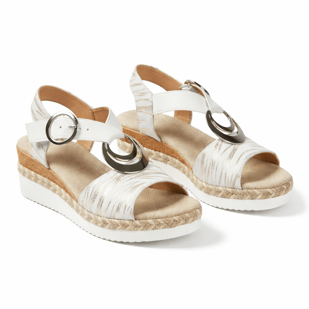 Women's Metallic Wedge Sandals With Ankle Strap For Summer Comfort | Temsk