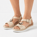 Women's Metallic Wedge Sandals With Ankle Strap For Summer Comfort | Temsk