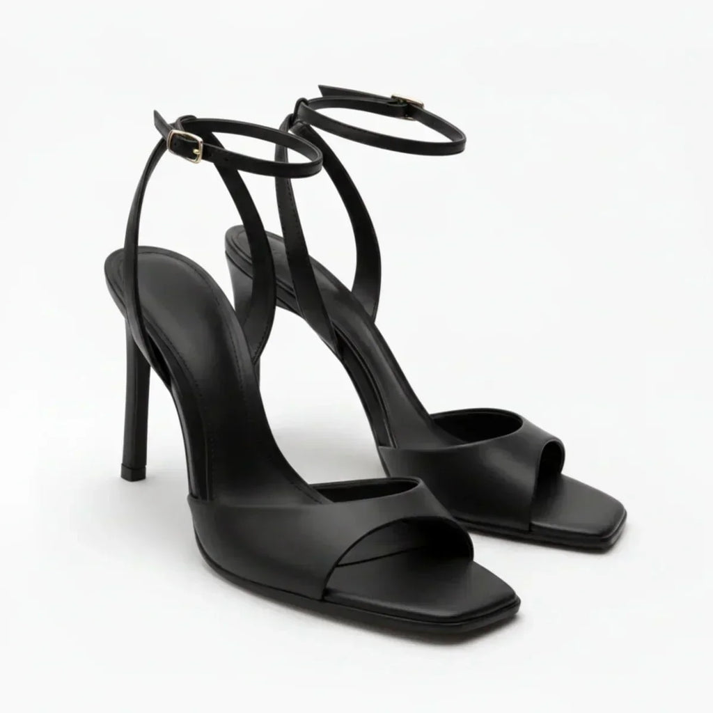 Women's Ankle Strap Square-Toe High Heel Sandals for Summer Footwear | Temsk