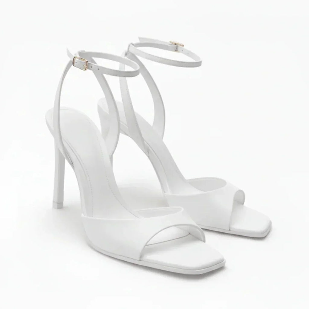 Women's Ankle Strap Square-Toe High Heel Sandals for Summer Footwear | Temsk