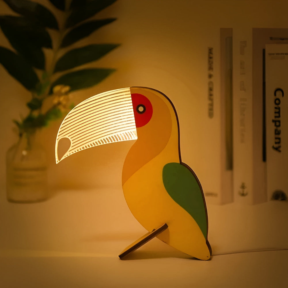 Holz-Tischlampe mit Tierdesign und LED-Nachtlicht für Kinderzimmer | Temsk