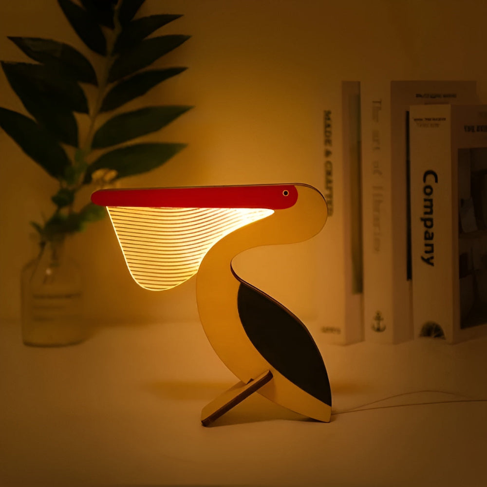 Holz-Tischlampe mit Tierdesign und LED-Nachtlicht für Kinderzimmer | Temsk