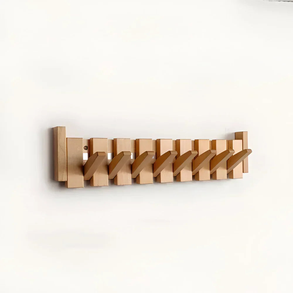 Holz-Wandgarderobe mit ausklappbaren Haken zur Platzersparnis | Temsk
