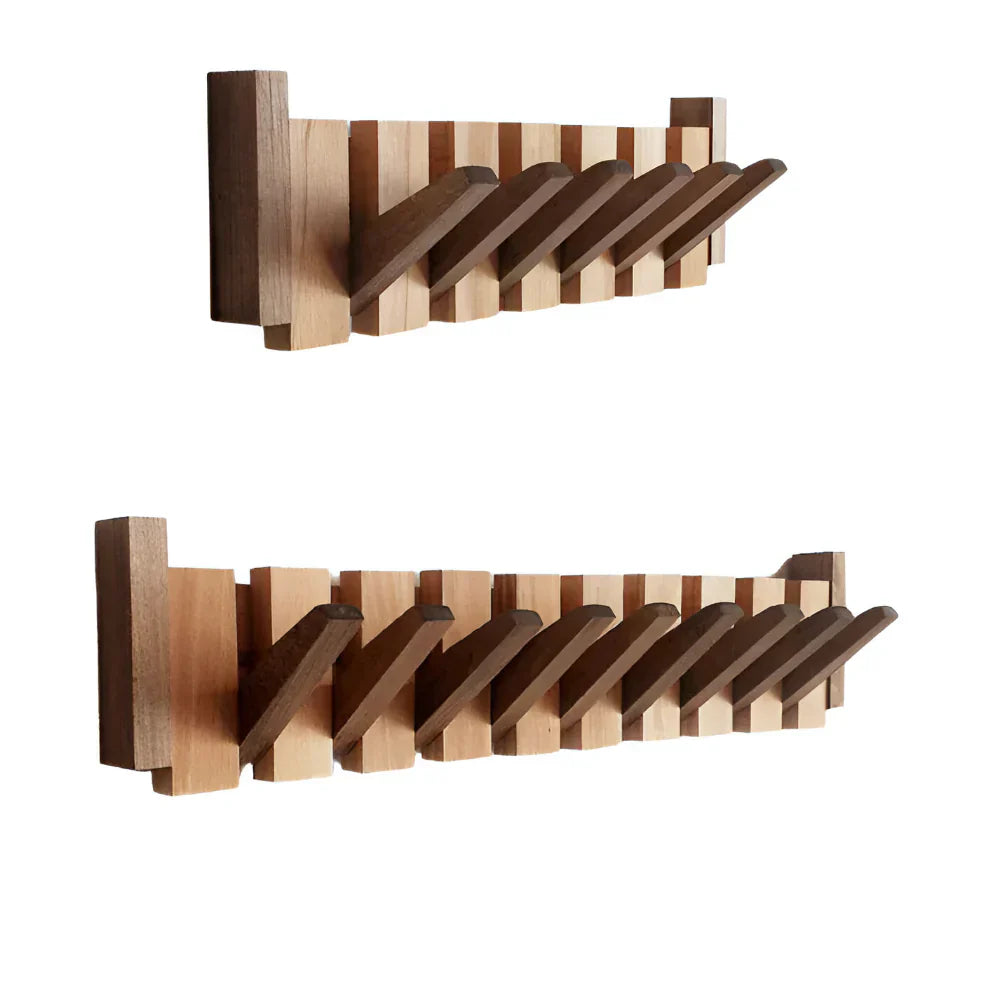 Holz-Wandgarderobe mit ausklappbaren Haken zur Platzersparnis | Temsk