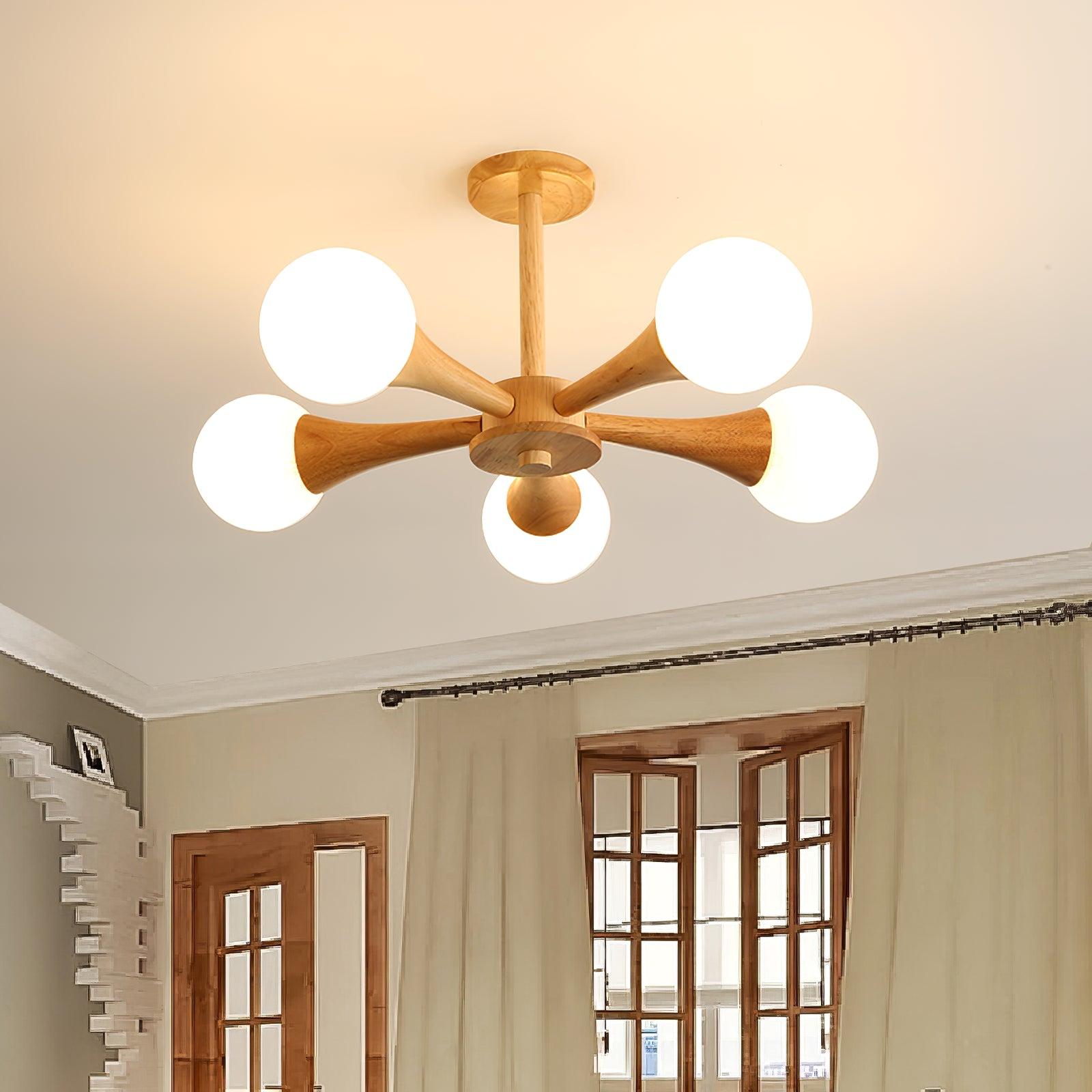 Kairo Wood Pendant Light Elegant Wooden Ceiling Fixture | Snurv | Temsk