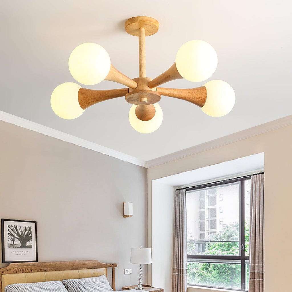 Kairo Wood Pendant Light Elegant Wooden Ceiling Fixture | Snurv | Temsk