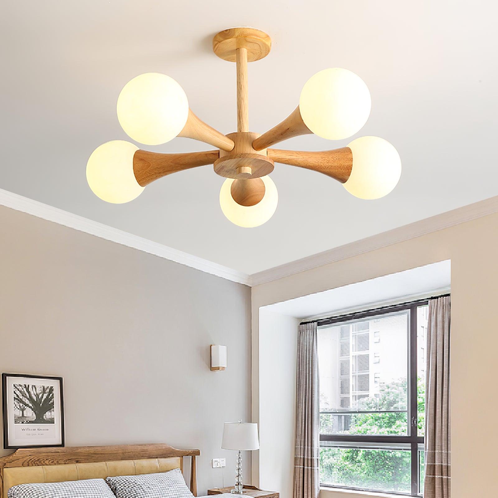 Kairo Wood Pendant Light Elegant Wooden Ceiling Fixture | Snurv | Temsk