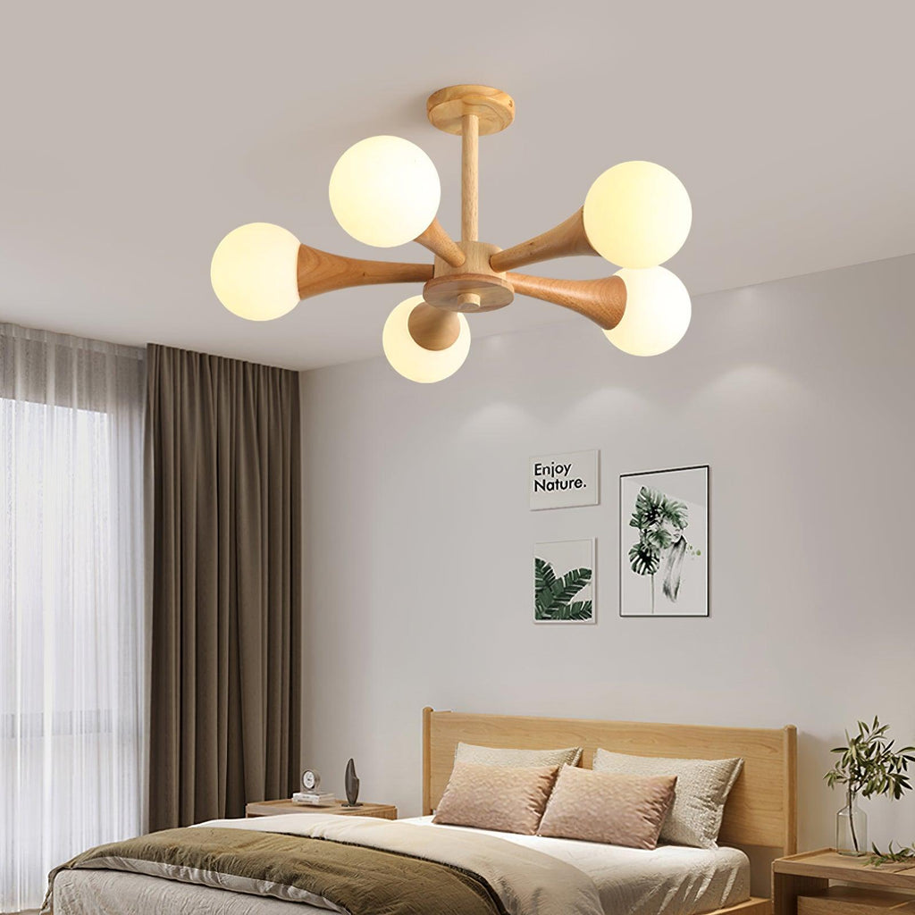 Kairo Wood Pendant Light Elegant Wooden Ceiling Fixture | Snurv | Temsk