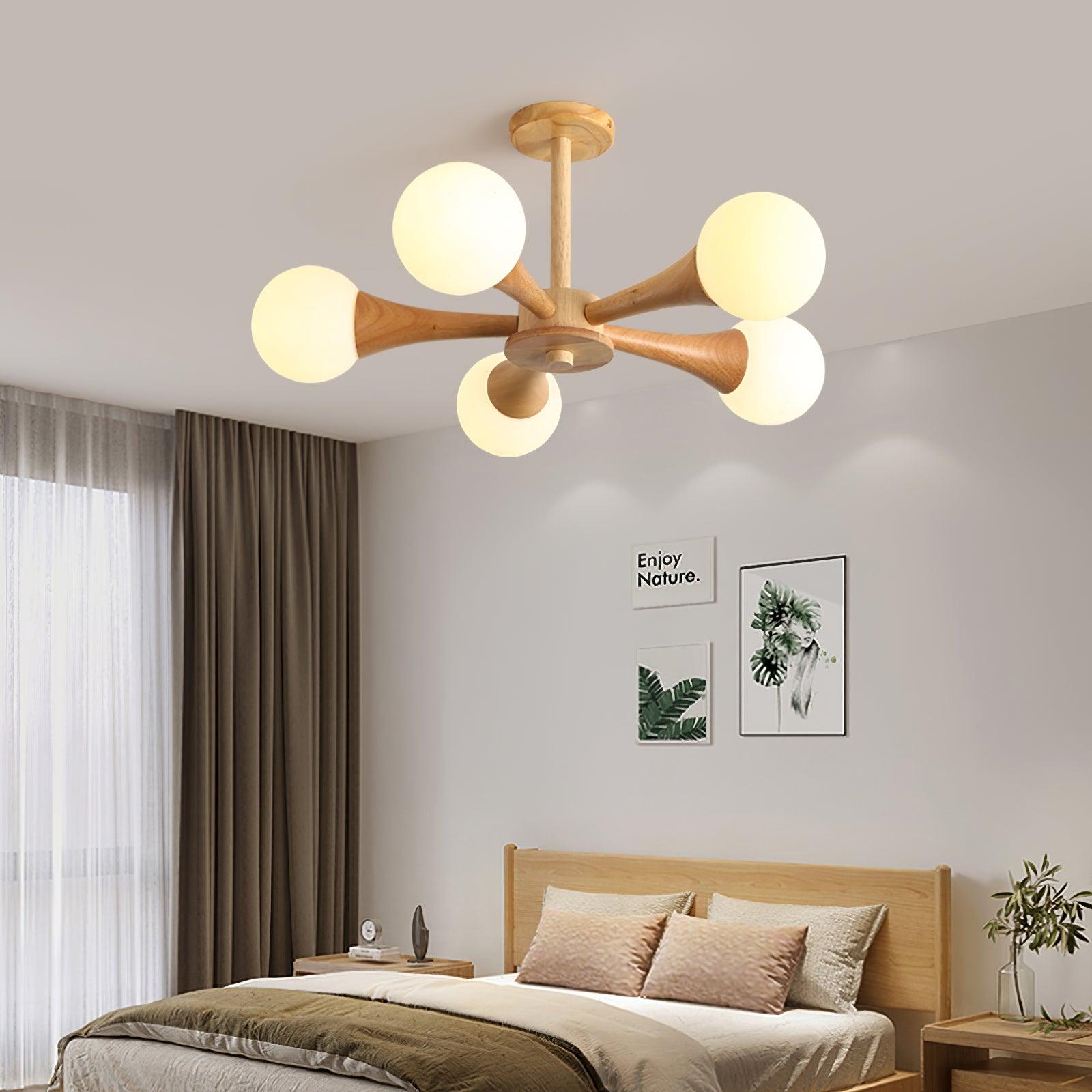 Kairo Wood Pendant Light Elegant Wooden Ceiling Fixture | Snurv | Temsk
