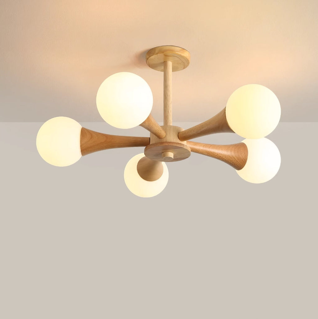 Kairo Wood Pendant Light Elegant Wooden Ceiling Fixture | Snurv | Temsk