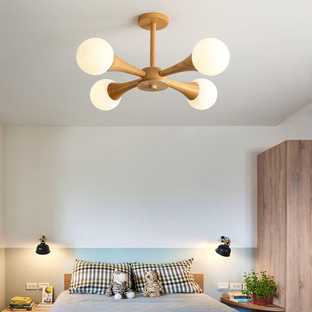 Kairo Wood Pendant Light Elegant Wooden Ceiling Fixture | Snurv | Temsk