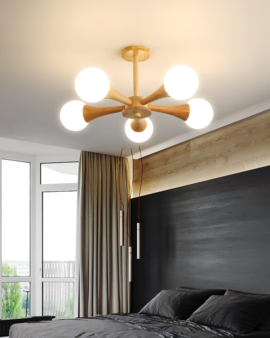 Kairo Wood Pendant Light Elegant Wooden Ceiling Fixture | Snurv | Temsk