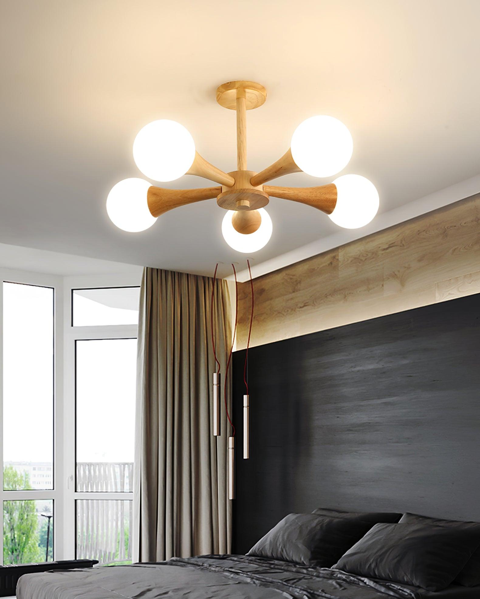 Kairo Wood Pendant Light Elegant Wooden Ceiling Fixture | Snurv | Temsk