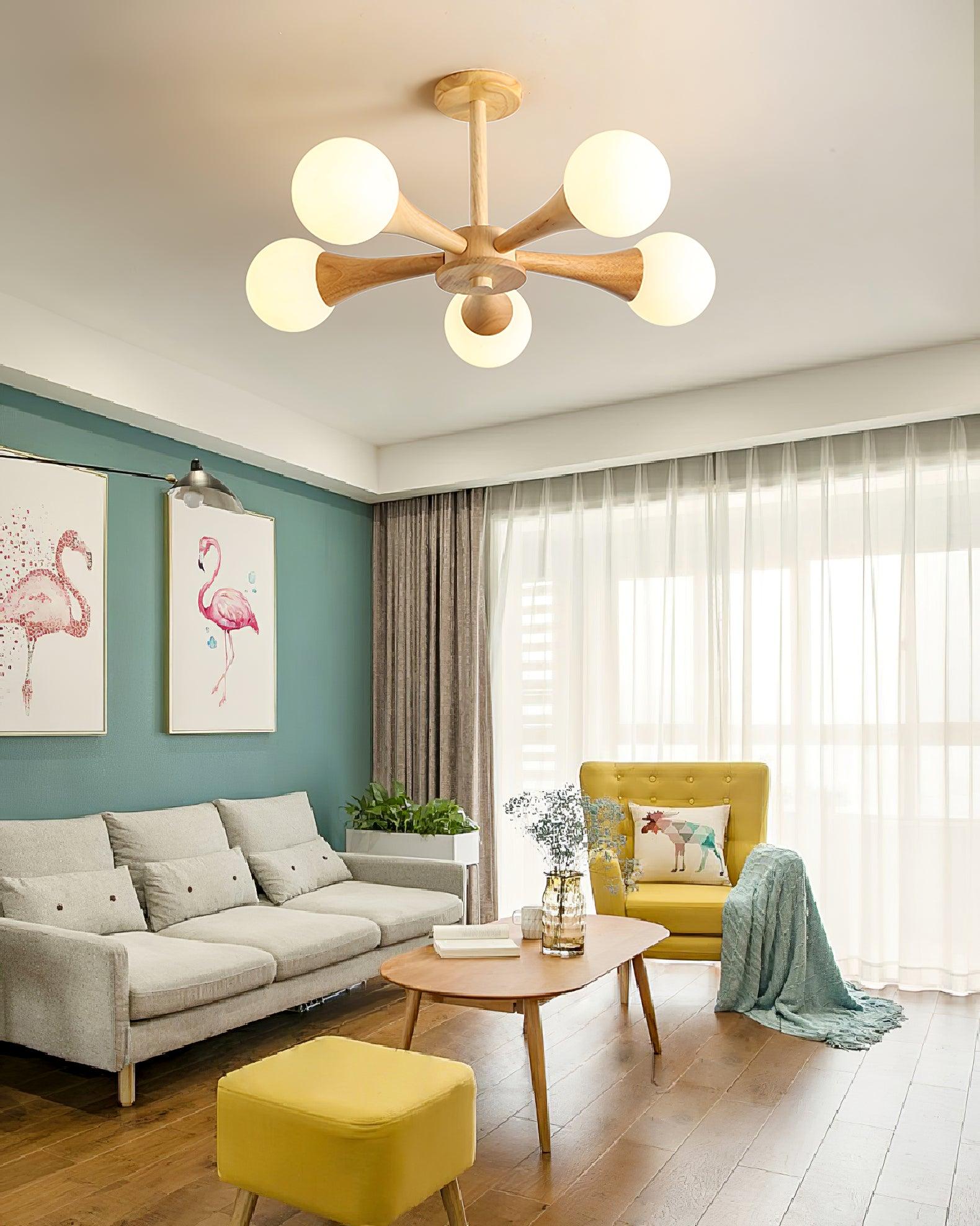 Kairo Wood Pendant Light Elegant Wooden Ceiling Fixture | Snurv | Temsk