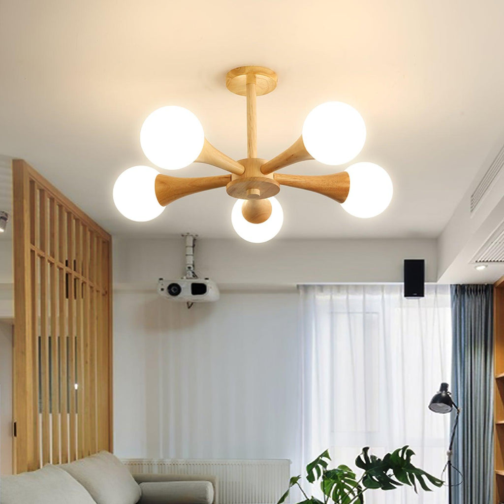 Kairo Wood Pendant Light Elegant Wooden Ceiling Fixture | Snurv | Temsk