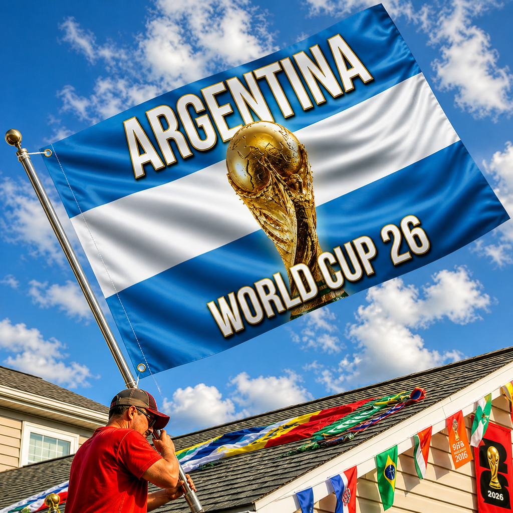 Argentinien WM-Flaggenbanner für Outdoor-Fußballfans | Temsk