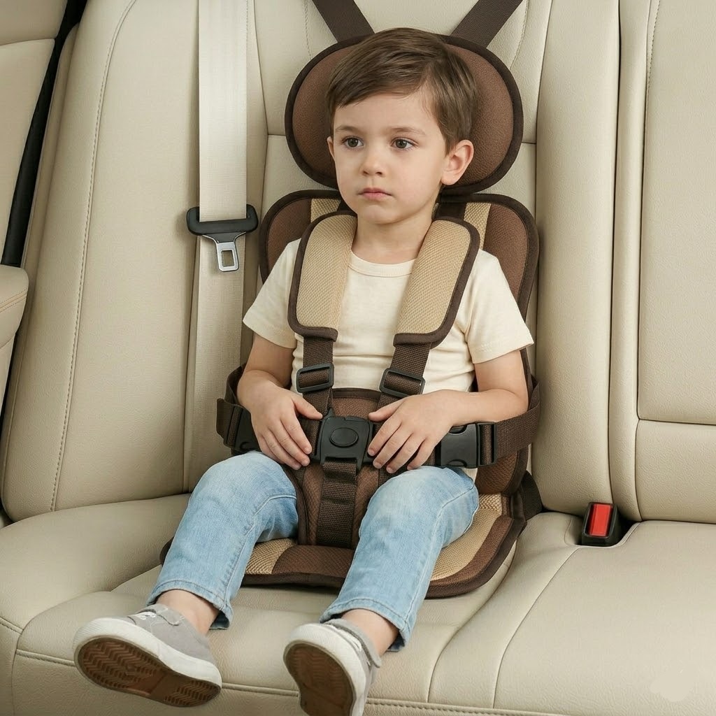 Kids Portable Travel Car Seat Booster With Safety Harness | Temsk