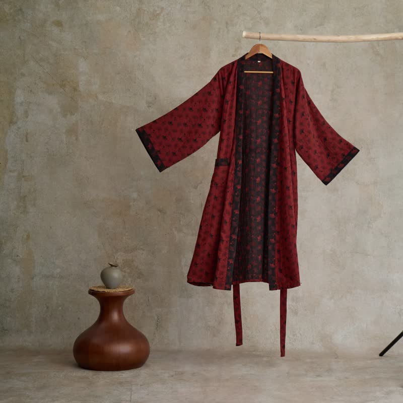 AeroLuma Reversible Kimono Bathrobe In Organic Cotton For Breathable Comfort | Temsk