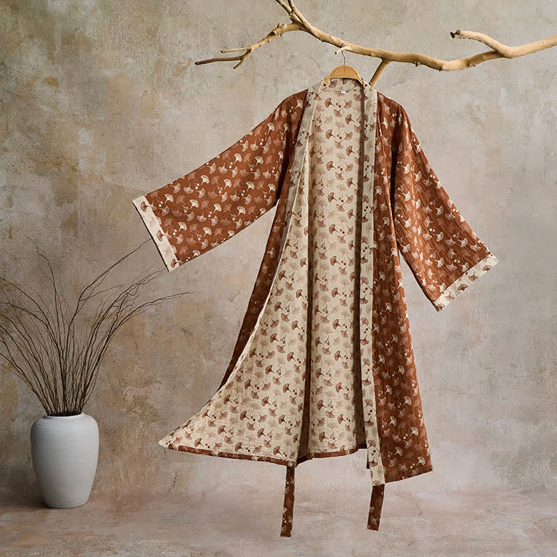 AeroLuma Reversible Kimono Bathrobe In Organic Cotton For Breathable Comfort | Temsk