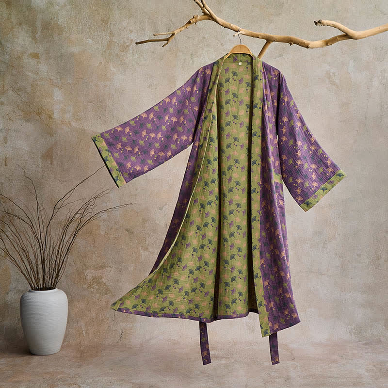 AeroLuma Reversible Kimono Bathrobe In Organic Cotton For Breathable Comfort | Temsk