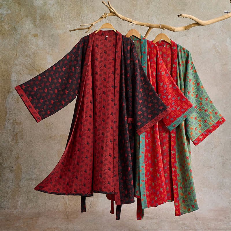 AeroLuma Reversible Kimono Bathrobe In Organic Cotton For Breathable Comfort | Temsk