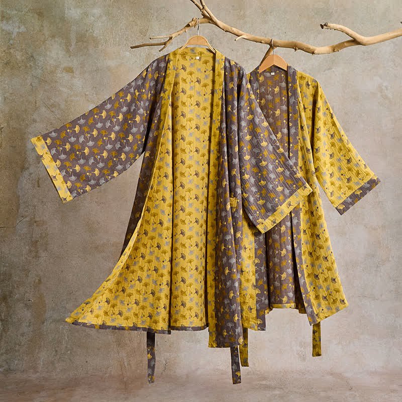 AeroLuma Reversible Kimono Bathrobe In Organic Cotton For Breathable Comfort | Temsk
