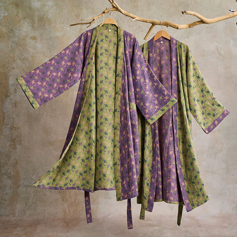 AeroLuma Reversible Kimono Bathrobe In Organic Cotton For Breathable Comfort | Temsk