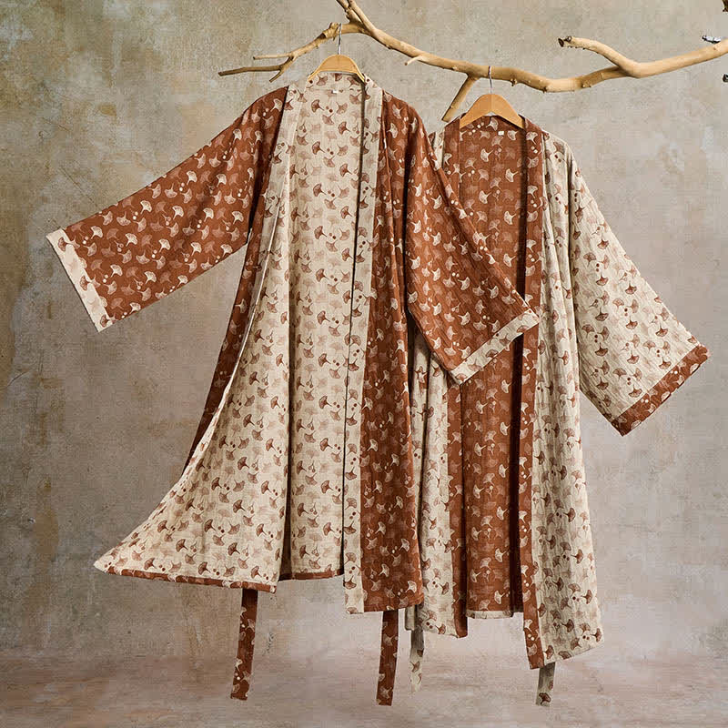 AeroLuma Reversible Kimono Bathrobe In Organic Cotton For Breathable Comfort | Temsk