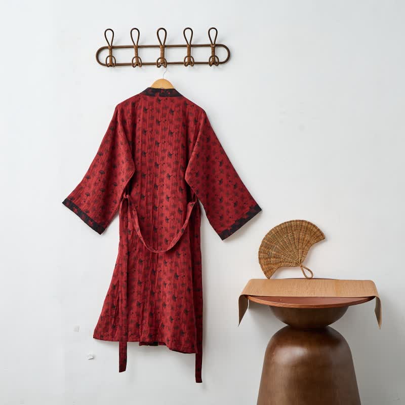 AeroLuma Reversible Kimono Bathrobe In Organic Cotton For Breathable Comfort | Temsk