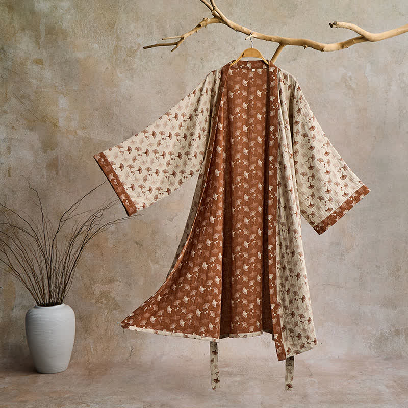 AeroLuma Reversible Kimono Bathrobe In Organic Cotton For Breathable Comfort | Temsk