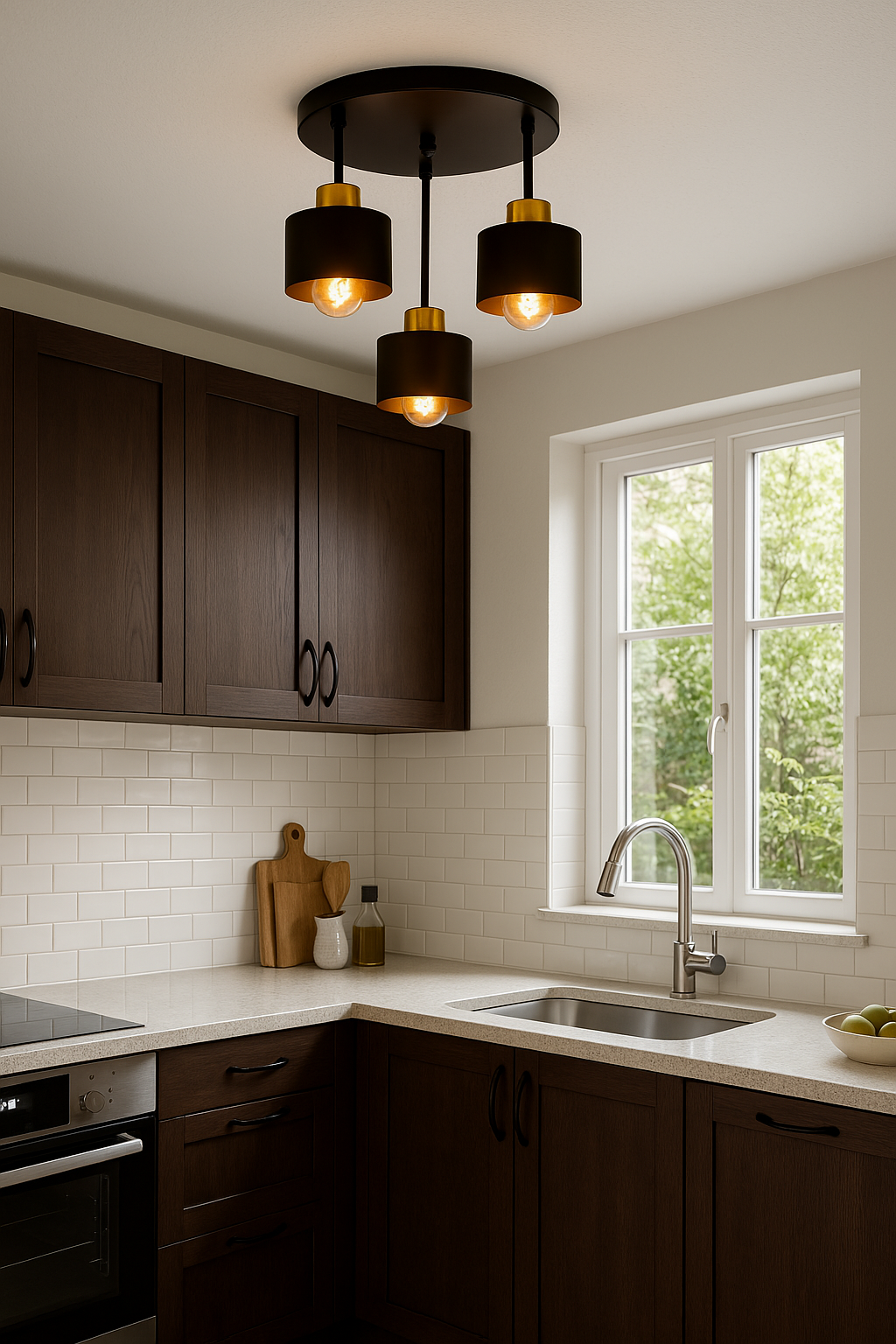 Three Light Black And Gold Ceiling Lamp With E27 Sockets | Temsk