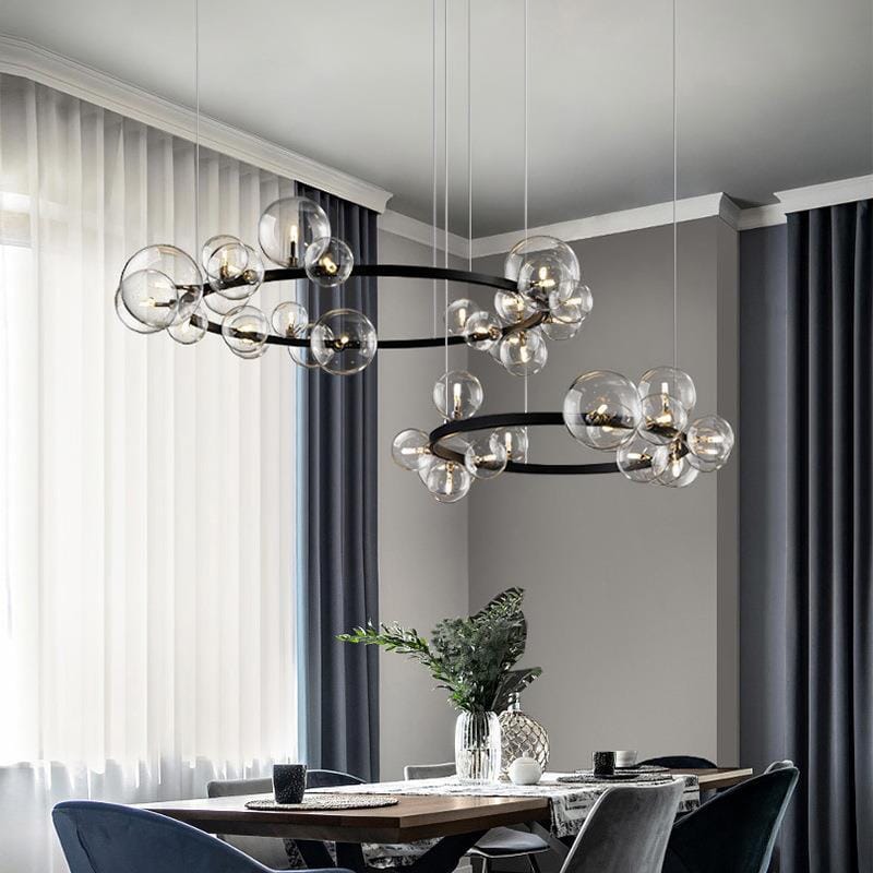 Elara Bubble Glass Chandelier Aluminum Frame Hand Blown Glass 90-260V LED Bulbs Included | Temsk