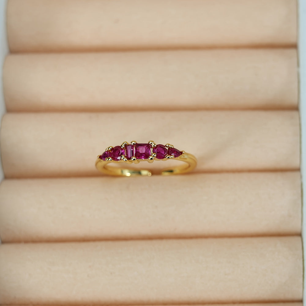 Mothers Day Stackable Gold Rings With Rhinestones In Boho Style | Temsk