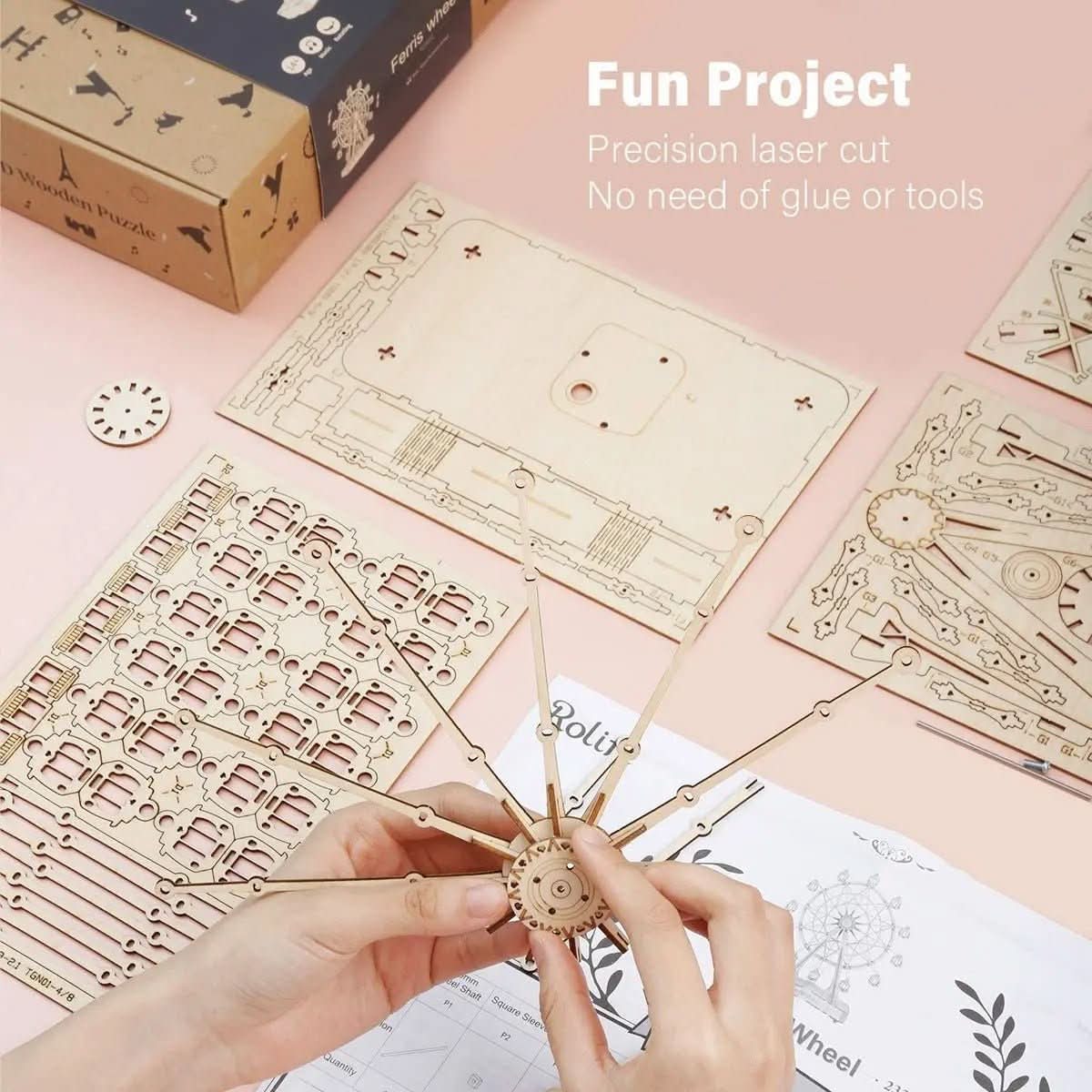 CraftLoom 3D Wooden Ferris Wheel Kit To Build Yourself | Temsk